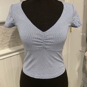 Blue floral brandy melville crop top